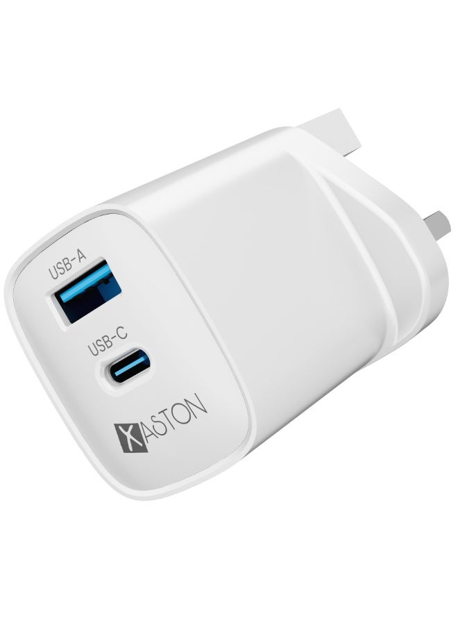 اكساستون شاحن حائط بتقنية GaN مع شحن سريع بقدرة 45 واط، ومخرج USB-C بتقنية Power Delivery PD، ومنفذ USB-A إضافي، وتصميم صغير الحجم مناسب للسفر، وشحن آمن، ومتوافق مع الهواتف الذكية والأجهزة اللوحية وأجهزة USB-C / USB-A (NA30G) - Image 1